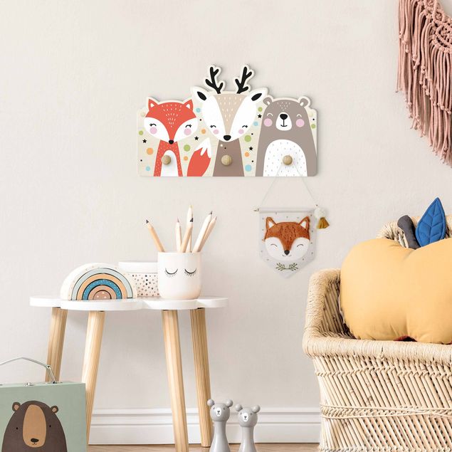 Wall mounted coat rack animals Cute Forest Animals