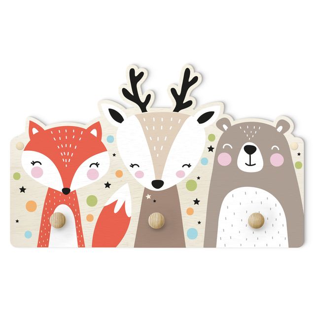 Wall mounted coat rack Cute Forest Animals