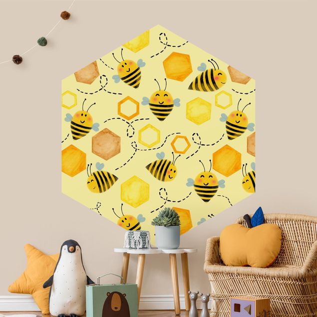 Wallpapers modern Sweet Honey With Bees Illustration