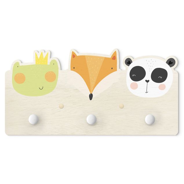 Wall coat hanger Cute Zoo - Frog Fox And Panda