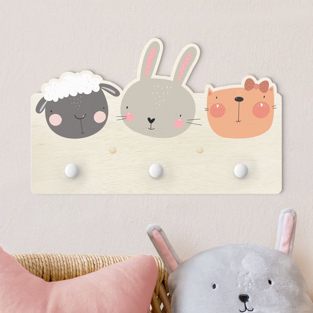 Kids room decor Cute Zoo - Sheep Bunny And Cat
