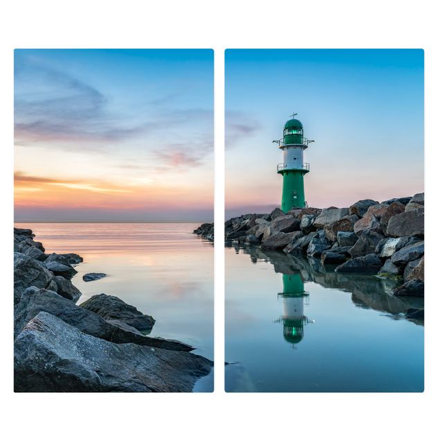 Stove top covers - Sunset at the Lighthouse