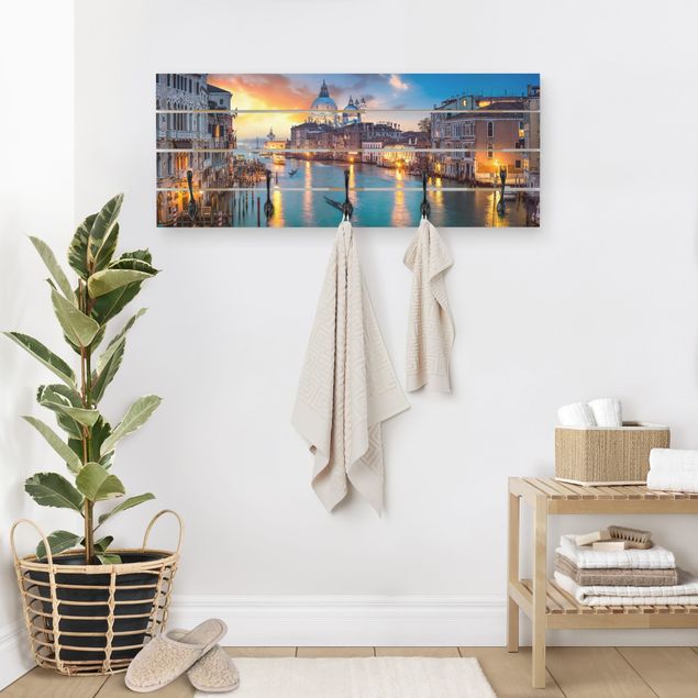 Wall mounted coat rack wood Sunset in Venice