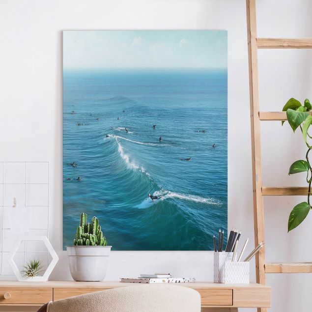 Landscape canvas prints Surfer At Huntington Beach