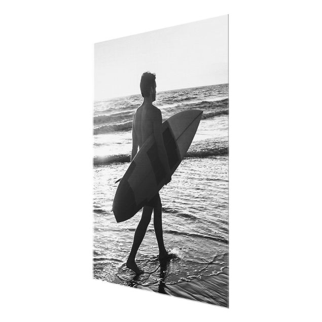 Glass prints landscape Surfer Boy At Sunset