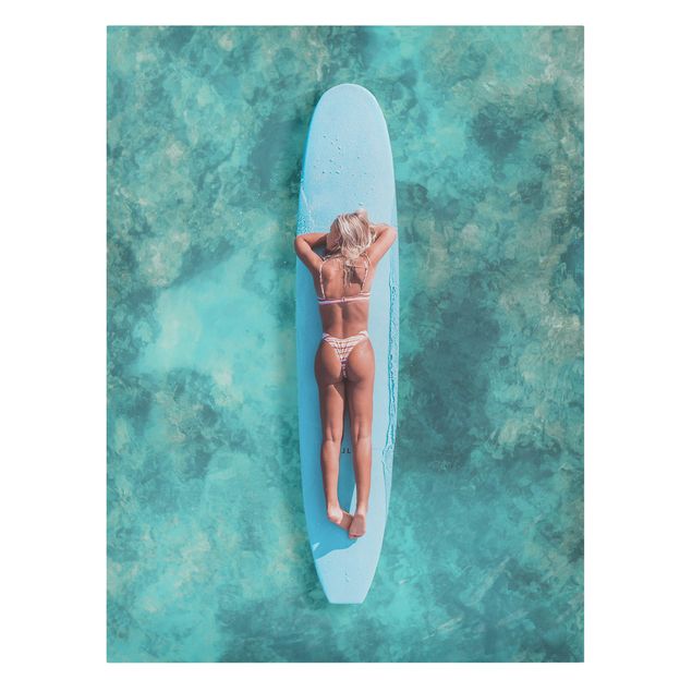 Canvas prints landscape Surfer Girl With Blue Board