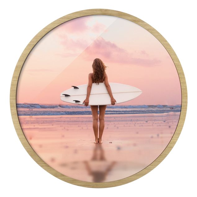 Sea prints Surfer Girl With Board At Sunset