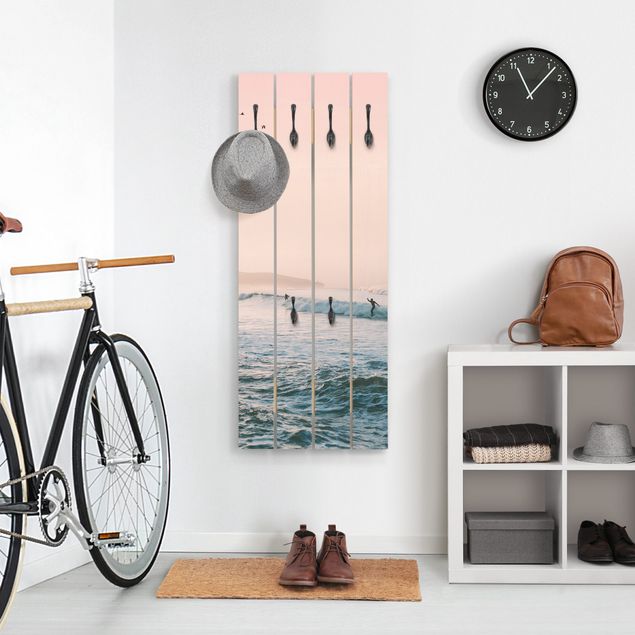 Shabby chic wall coat rack Surf Session At Dusk