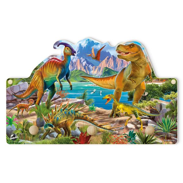 Wall mounted coat rack T-Rex And Parasaurolophus