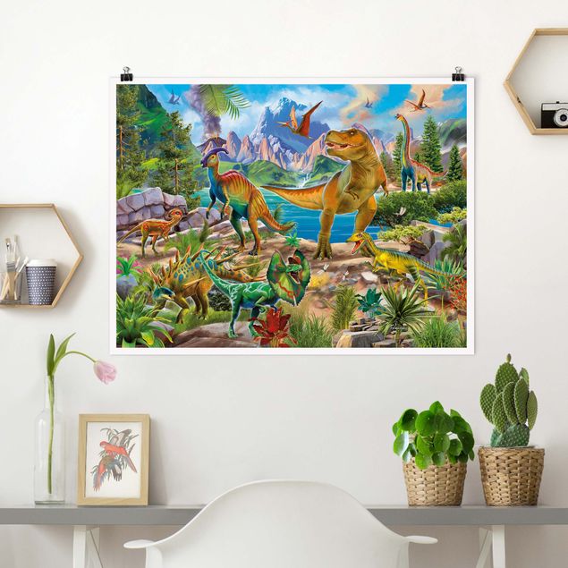 Kids room decor T-Rex And Parasaurolophus