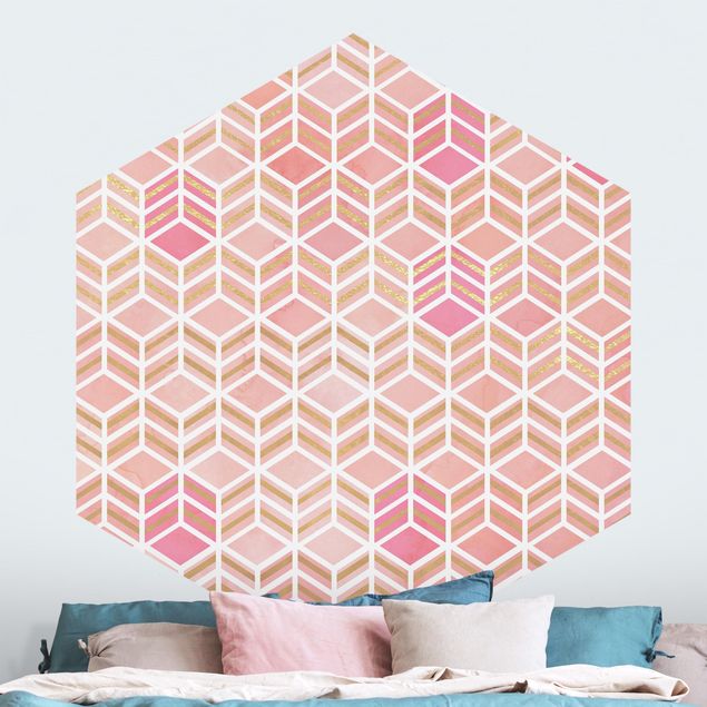 Wallpapers geometric Take the Cake Gold und Rose
