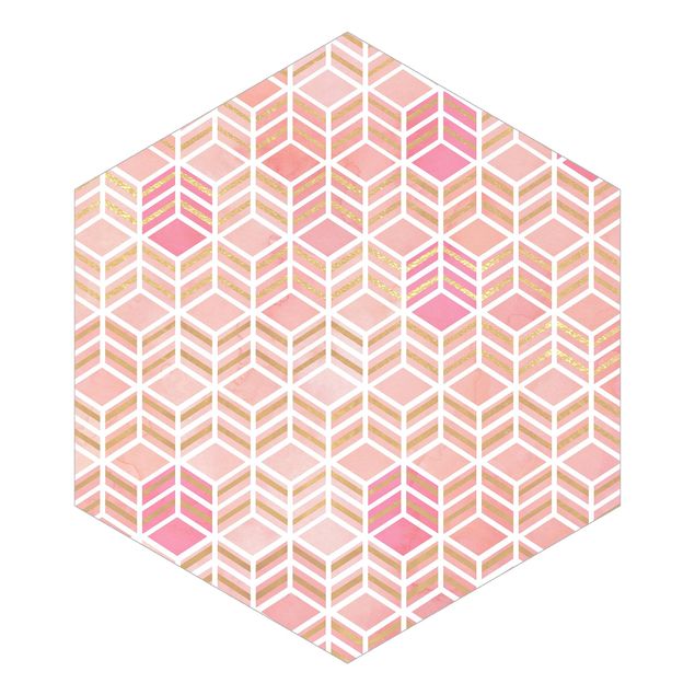 Hexagonal wallpapers Take the Cake Gold und Rose