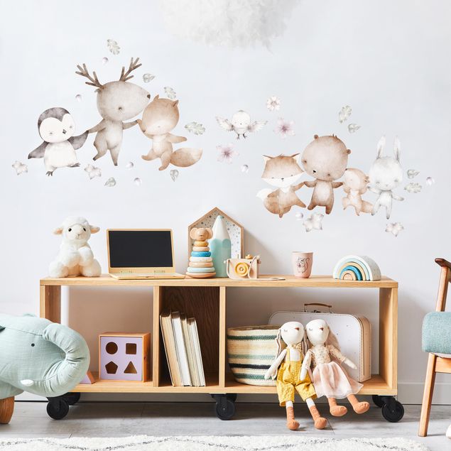 Wall stickers birds flying Forest animals dancing