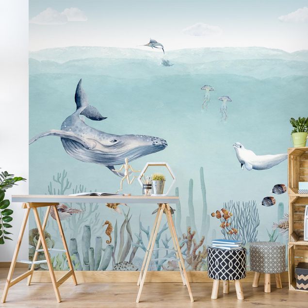 Wallpapers animals Dancing whales on the coral reef