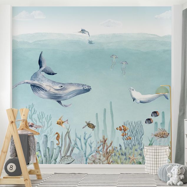 Wallpapers fishes Dancing whales on the coral reef