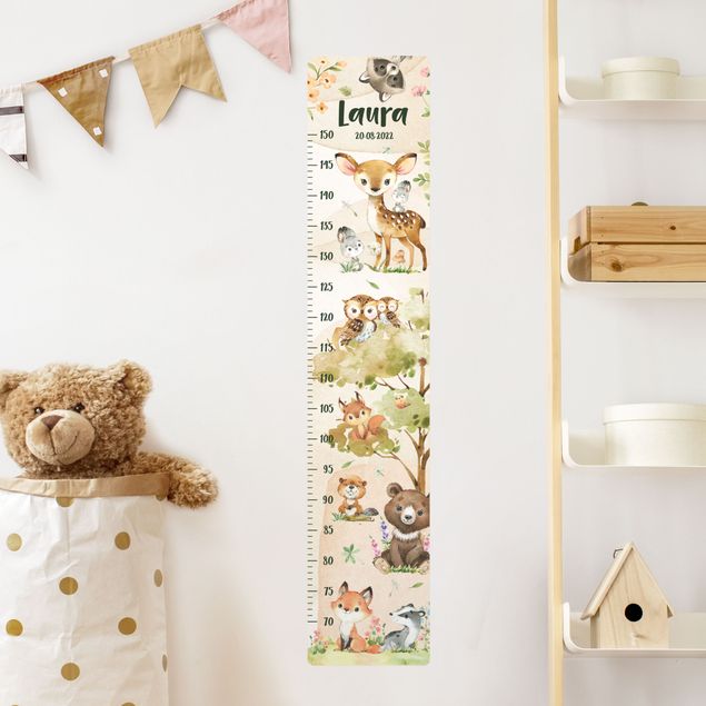 Nursery decoration Animals from the forest watercolour with custom name