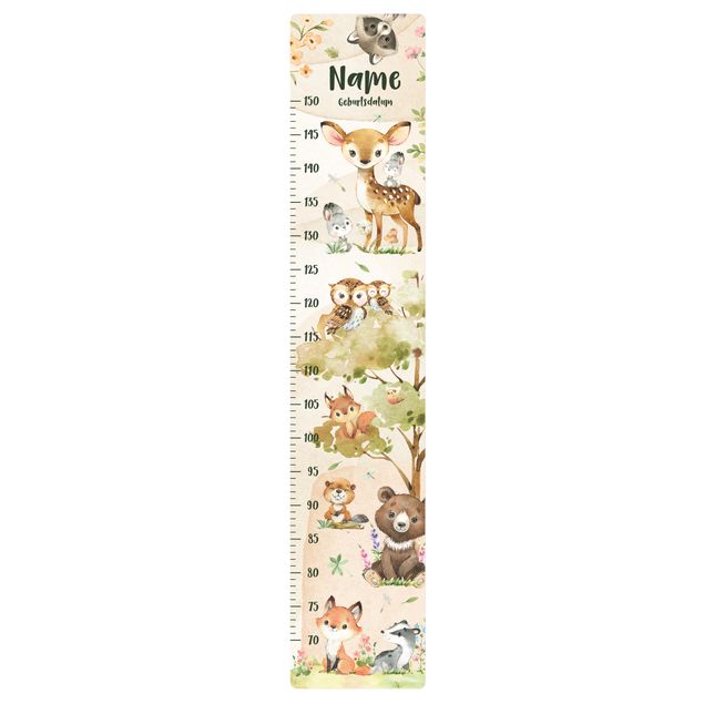 Wall stickers owl Animals from the forest watercolour with custom name