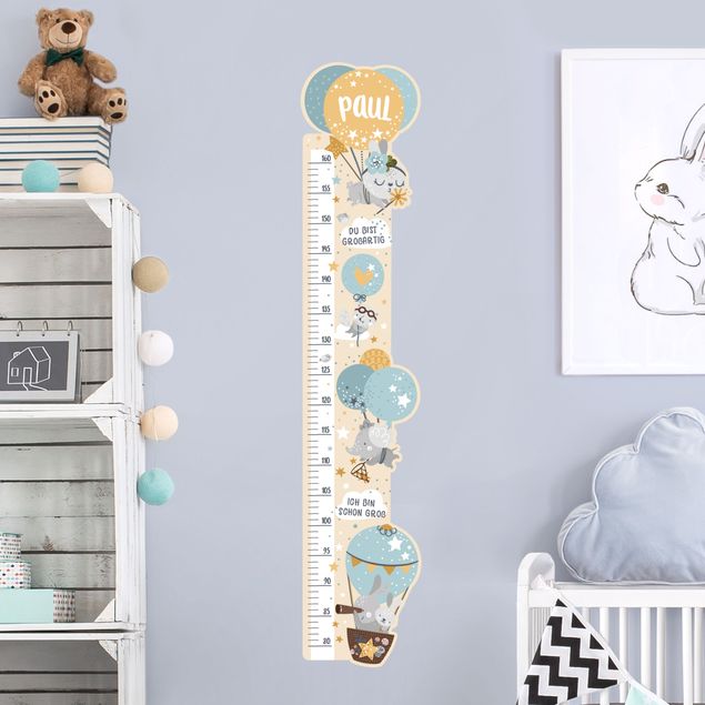 Universe wall stickers Animals In Balloons With Customised Name Blue
