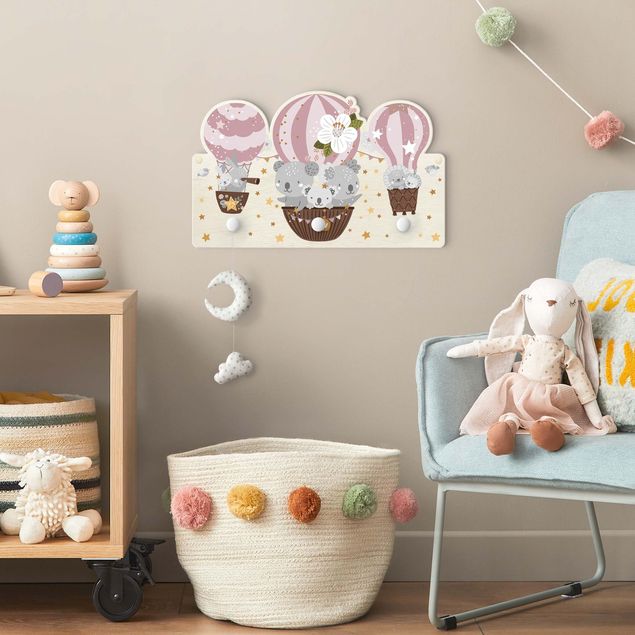 Coat rack sayings Animals In Balloons Clouds Stars Pink