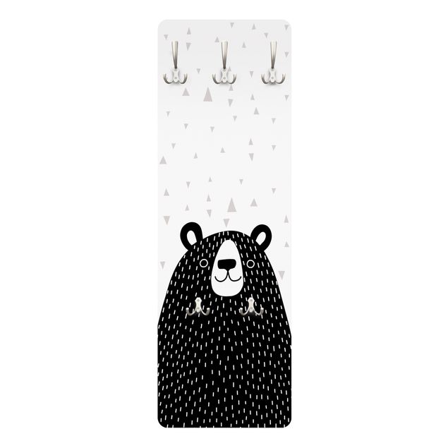 White wall coat rack Zoo With Patterns - Bear
