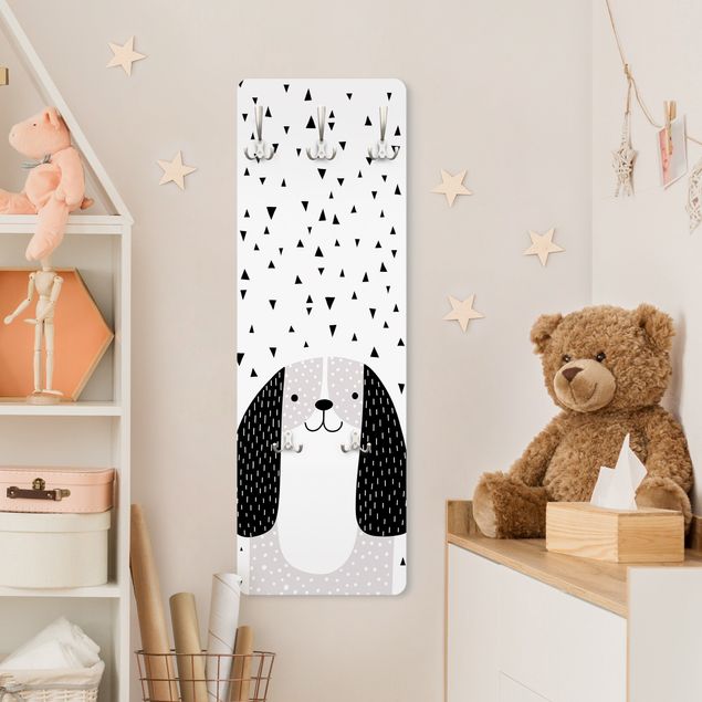 Wall mounted coat rack black and white Zoo With Patterns - Dog