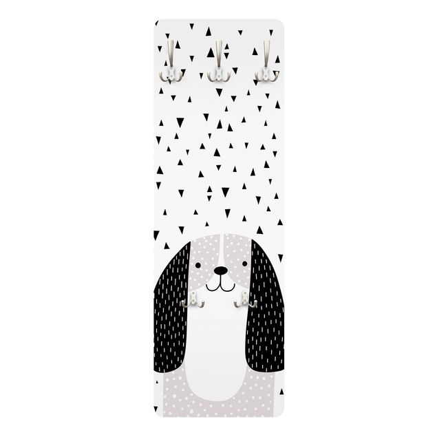 White wall mounted coat rack Zoo With Patterns - Dog