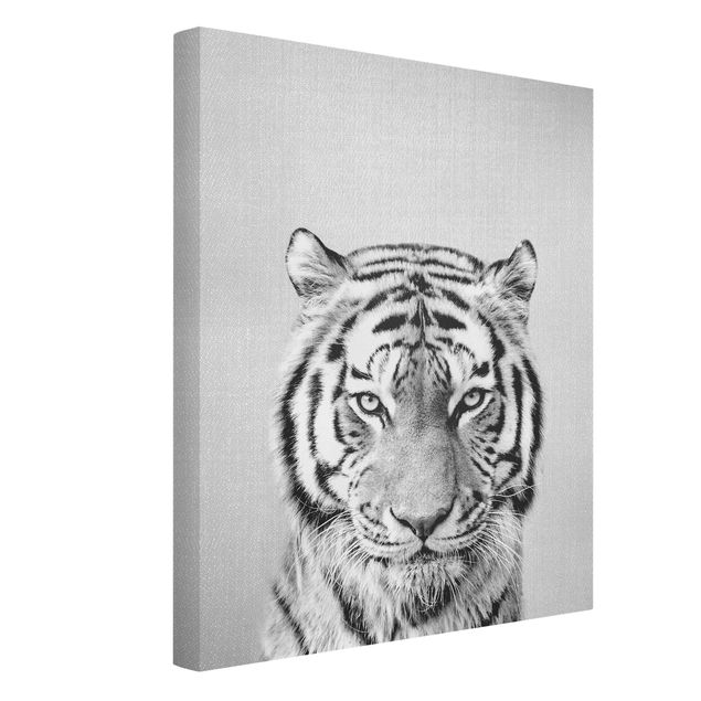 Cat canvas wall art Tiger Tiago Black And White