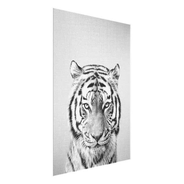 Glass prints pieces Tiger Tiago Black And White