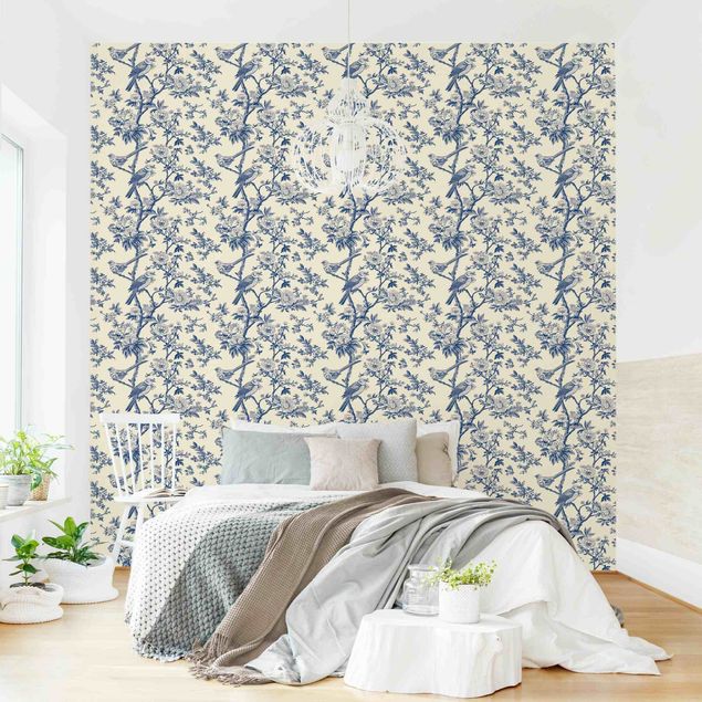 Wallpapers birds Toile Sparrows And Dog Roses