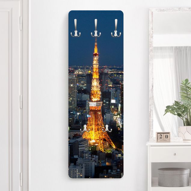Wall mounted coat rack architecture and skylines Tokyo Tower