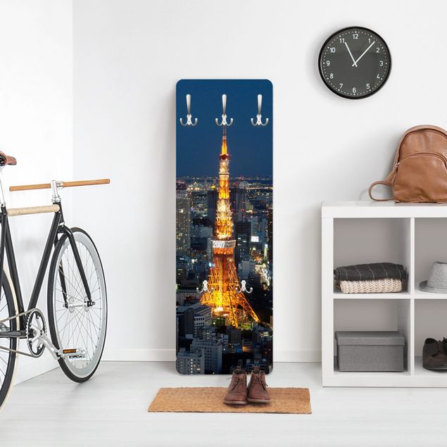 Wall mounted coat rack blue Tokyo Tower