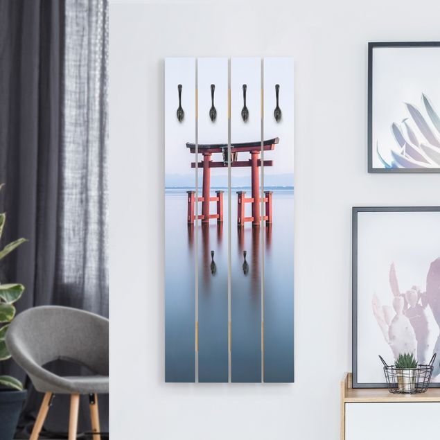 Wall mounted coat rack architecture and skylines Torii In Water