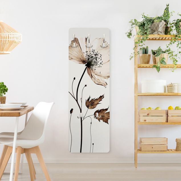 Wall mounted coat rack Transparent blossom brown