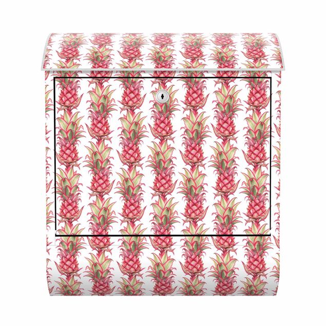 Letterboxes pink Tropical Pineapple Stripes