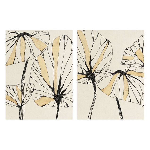 Canvas prints Tropical Leaves With Gold