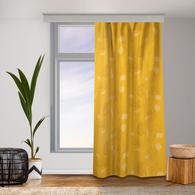made to measure curtains Tropical Leaf Pattern - Warm Yellow
