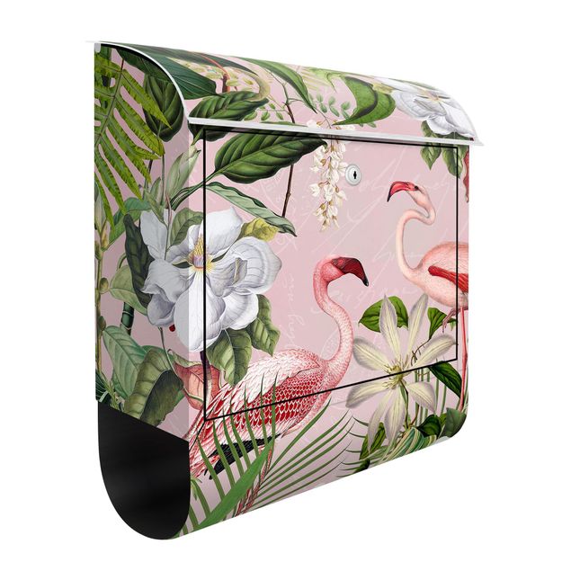 Letterboxes flower Tropical Flamingos With Plants In Pink