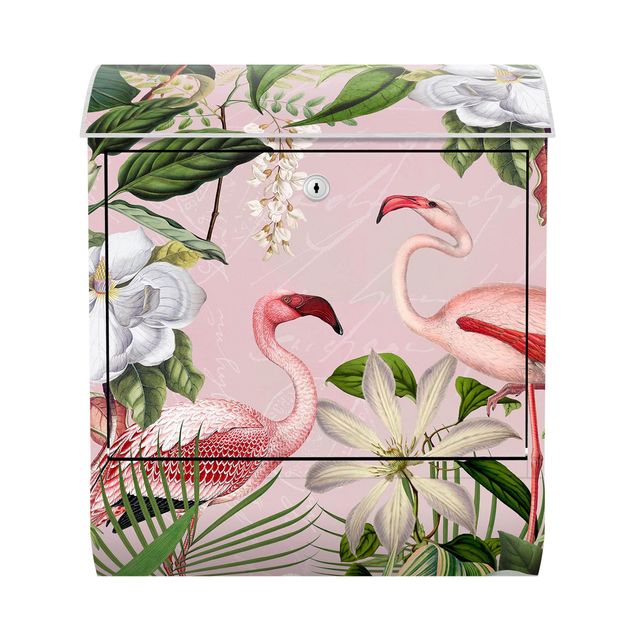 Letterboxes animals Tropical Flamingos With Plants In Pink