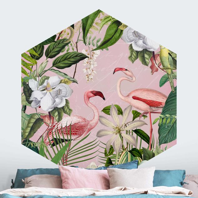 Wallpapers flamingo Tropical Flamingos With Plants In Pink