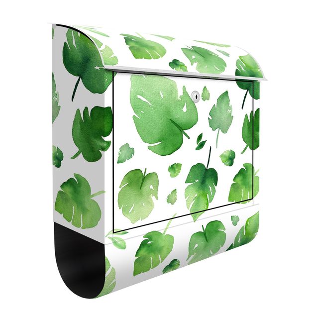Letterboxes flower Tropical Green Watercolour Leaves