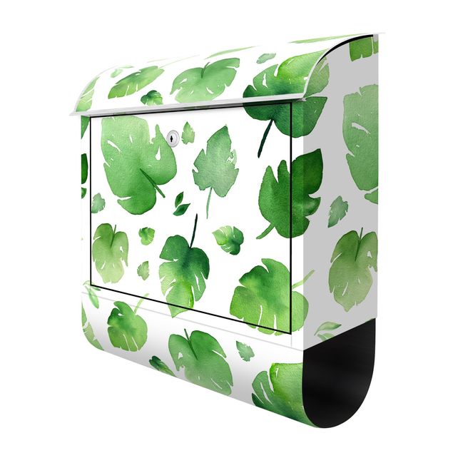 Letterboxes Tropical Green Watercolour Leaves