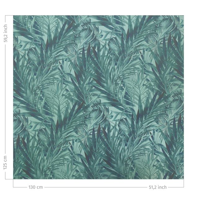 modern curtains for living room Tropical Palm Leaves With Gradient Turquoise