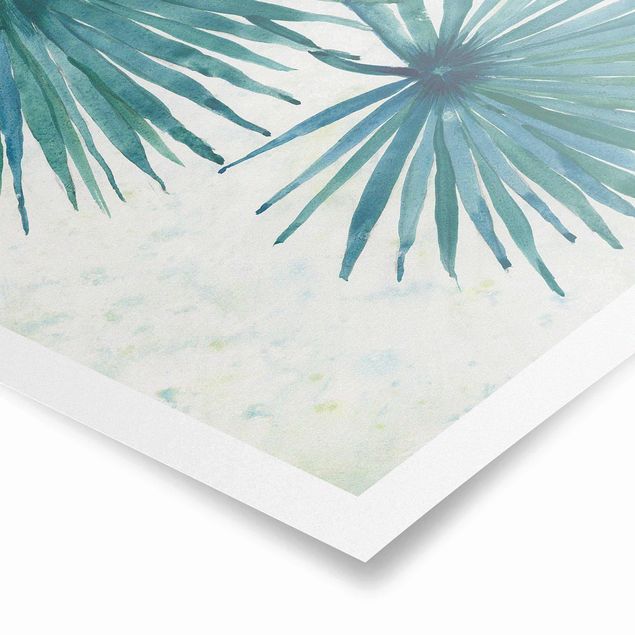 Prints blue Tropicl Palm Leaves Close-up