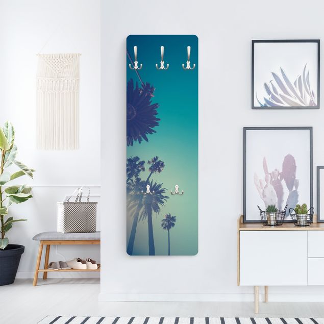 Wall mounted coat rack landscape Tropical Plants Palm Trees And Sky II
