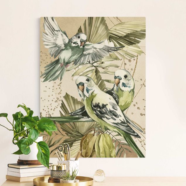 Prints animals Tropical Birds - Green Budgerigar