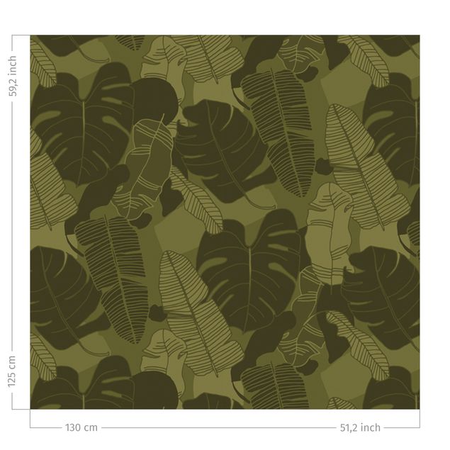 Modern Curtains Tropical Leaf Mix - Olive Green