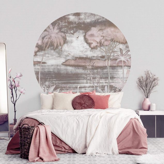Modern wallpaper designs Tropical Lake in pink