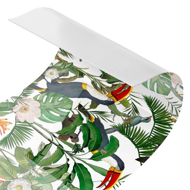 Self adhesive film Tropical Toucan With Monstera And Palm Leaves