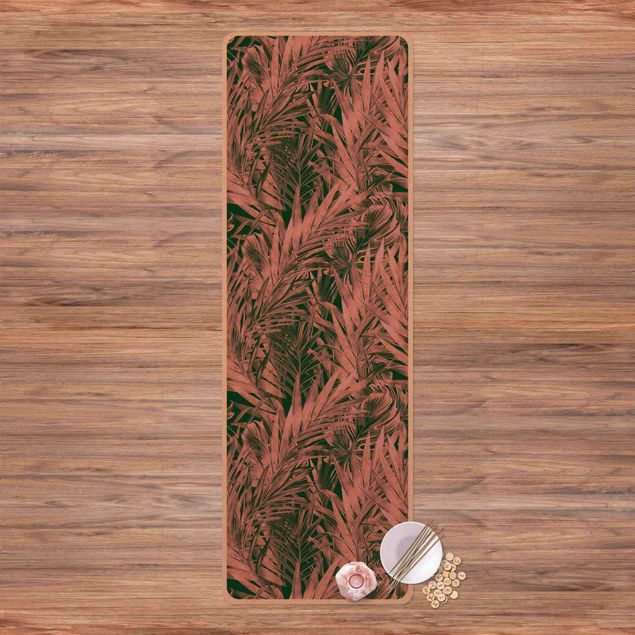 Modern rugs Dark Tropical Undergrowth Light Pink