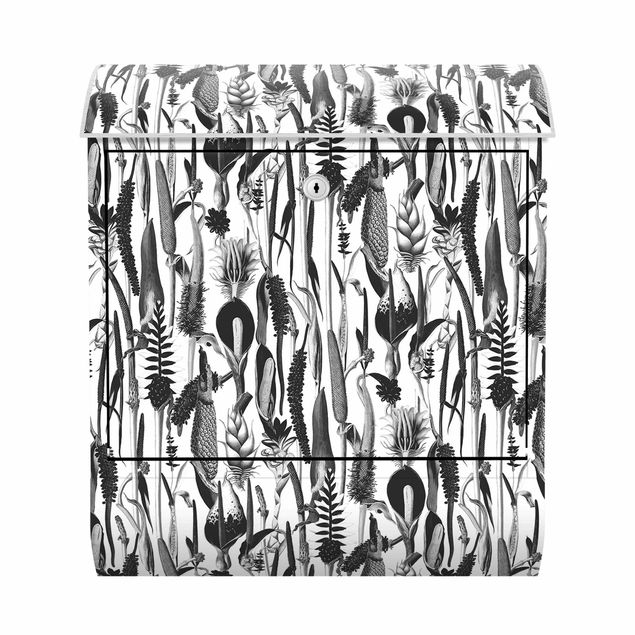 Letterboxes black and white Tropical Luxury Pattern Black And White